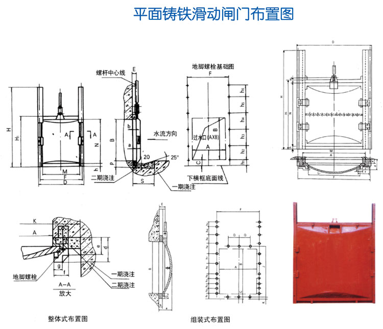 平面鑄鐵滑動(dòng)閘門(mén)布置圖